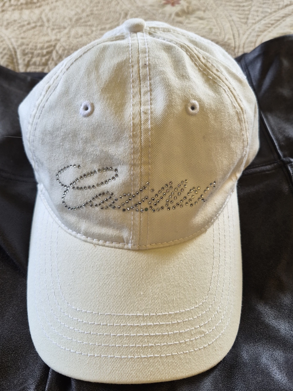 Cadillac Rhinestone Script Baseball Cap - Cream - Picture 2 of 7